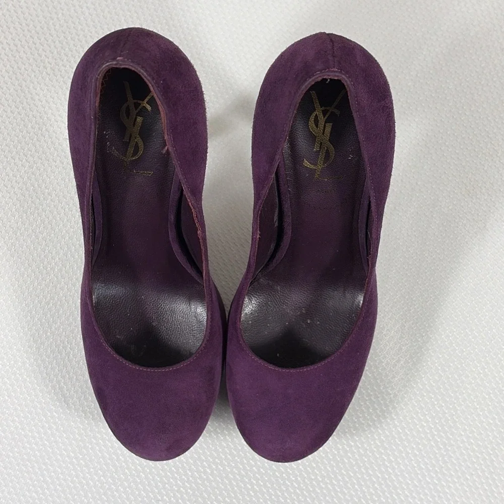 YVES SAINT LAURENT Tribute Two Suede Platform Pumps SZ 36 - Picture 9 of 10